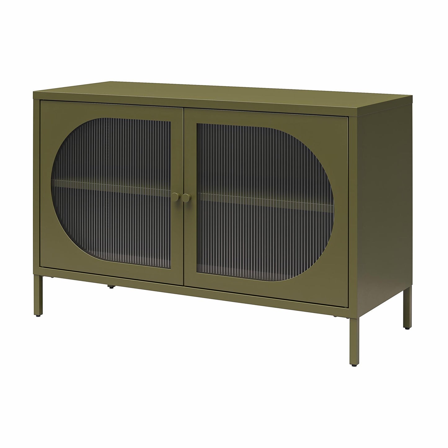 Luna Wide 2-Door Accent Cabinet With Fluted Glass