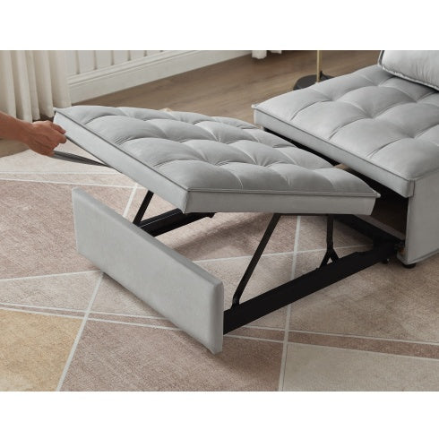 Convertible Individual Sleeping Sofa Bed, Modern Velvet Fabric Single Seater Sofa, Sleeping Sofabed With 1 Back Pillow And Removable Back, Single Comfortable Recliner Sofabed For Office, Living Room Apartment