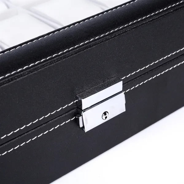 24 Slot Elegant Portable Black Watch Box Case Organizer For Storage Display Holds Watches Jewelry For Men Women