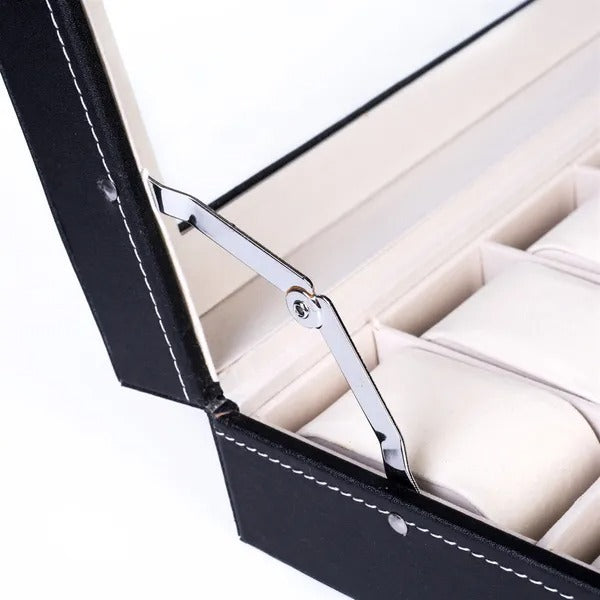 24 Slot Elegant Portable Black Watch Box Case Organizer For Storage Display Holds Watches Jewelry For Men Women