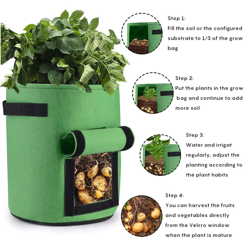 7 Gallon-5Pack Garden Potato Grow Bags