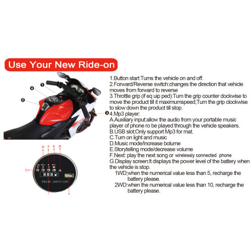 Electric Motorcycle 12V Kids Toys MotorcycleKids Electric Carelectric Ride On Toys For 3 4 5 6 Years Boys Girls With Training Wheelsmanual ThrottleDrive By Hand Ighting Wheels