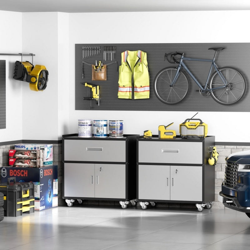 Metal Garage Cabinet, Rolling Tool Box With Wheels