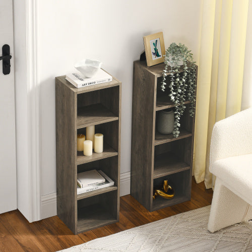 8 Tier Media Tower, CD DVD Slim Locker With Adjustable Shelves, High & Narrow Bookshelf Display , Suitable For Home Office, Multifunctional Double Deck Bookshelf