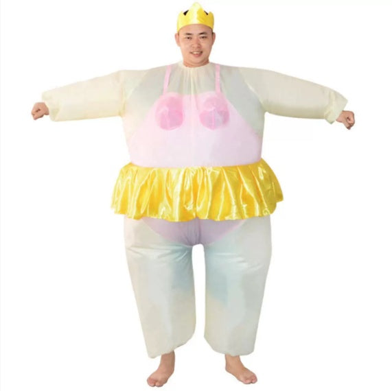 Inflatable Costume Ballet Game Cloth Adult Funny Blow Up Suit Halloween Men's Costume Purple Cosplay, Plus Size