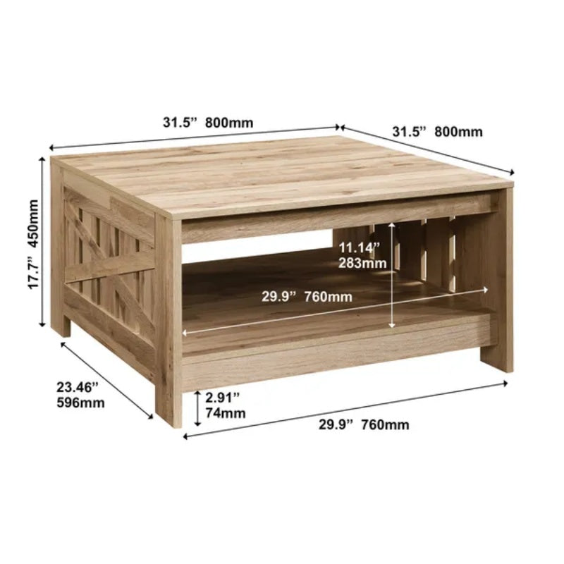 31.5 In. Black Oak Square Wood Coffee Table