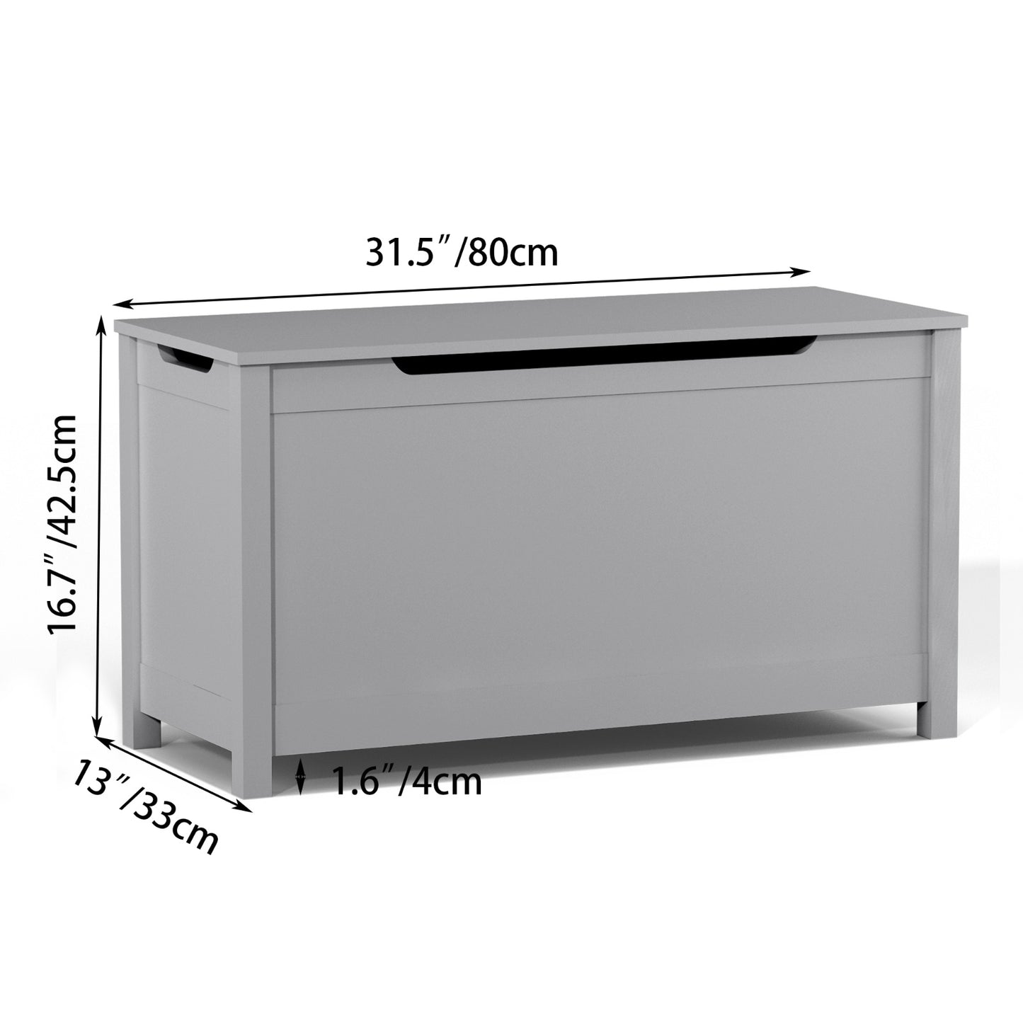 Kids Wooden Toy Box Storage With Safety Hinged Lid Gray
