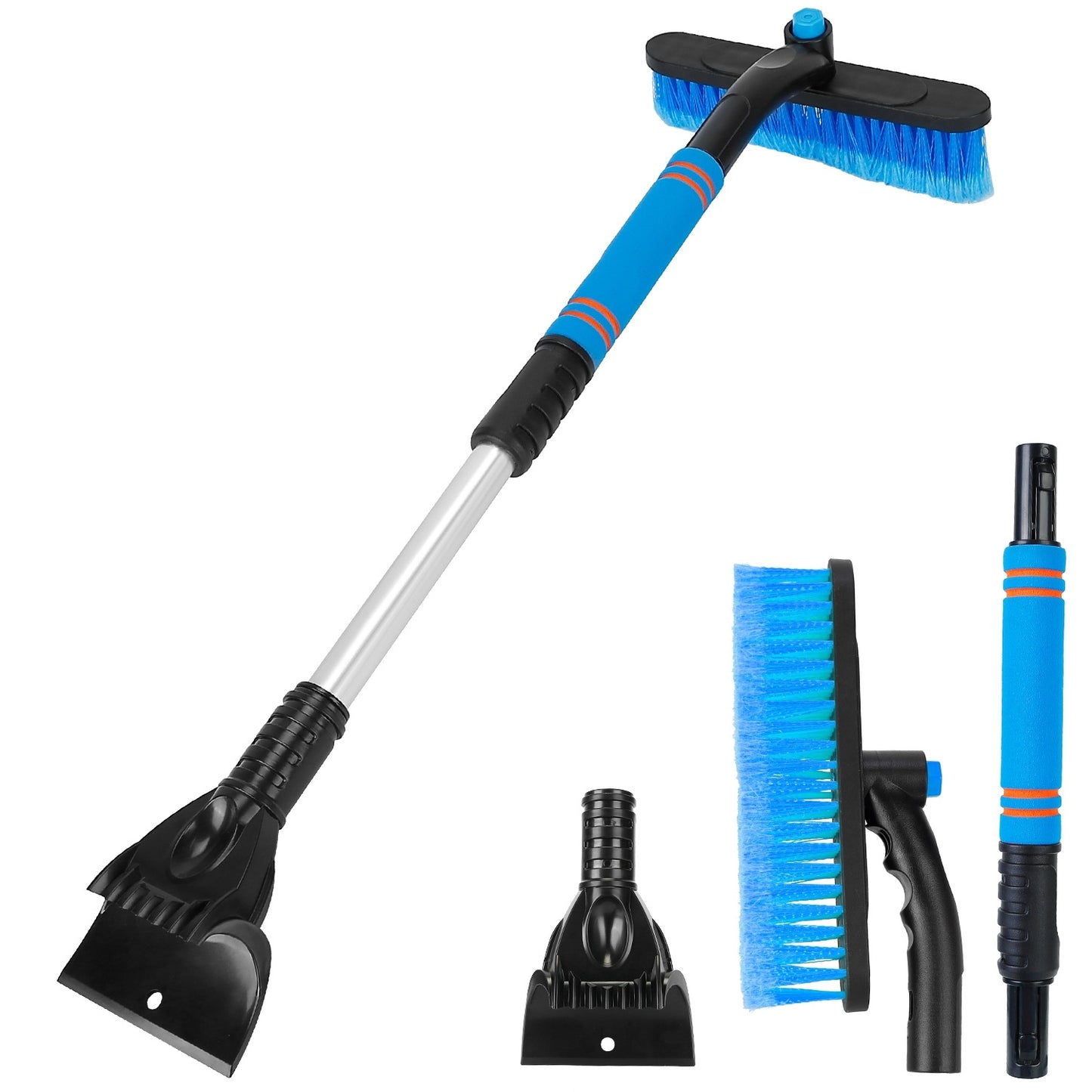 3 Color Options - 1Pc 3 In 1 Windshield Ice Scraper Extendable Car Snow Removal Tool Telescoping Car Broom Snow Shovel Automobile Frost Removal