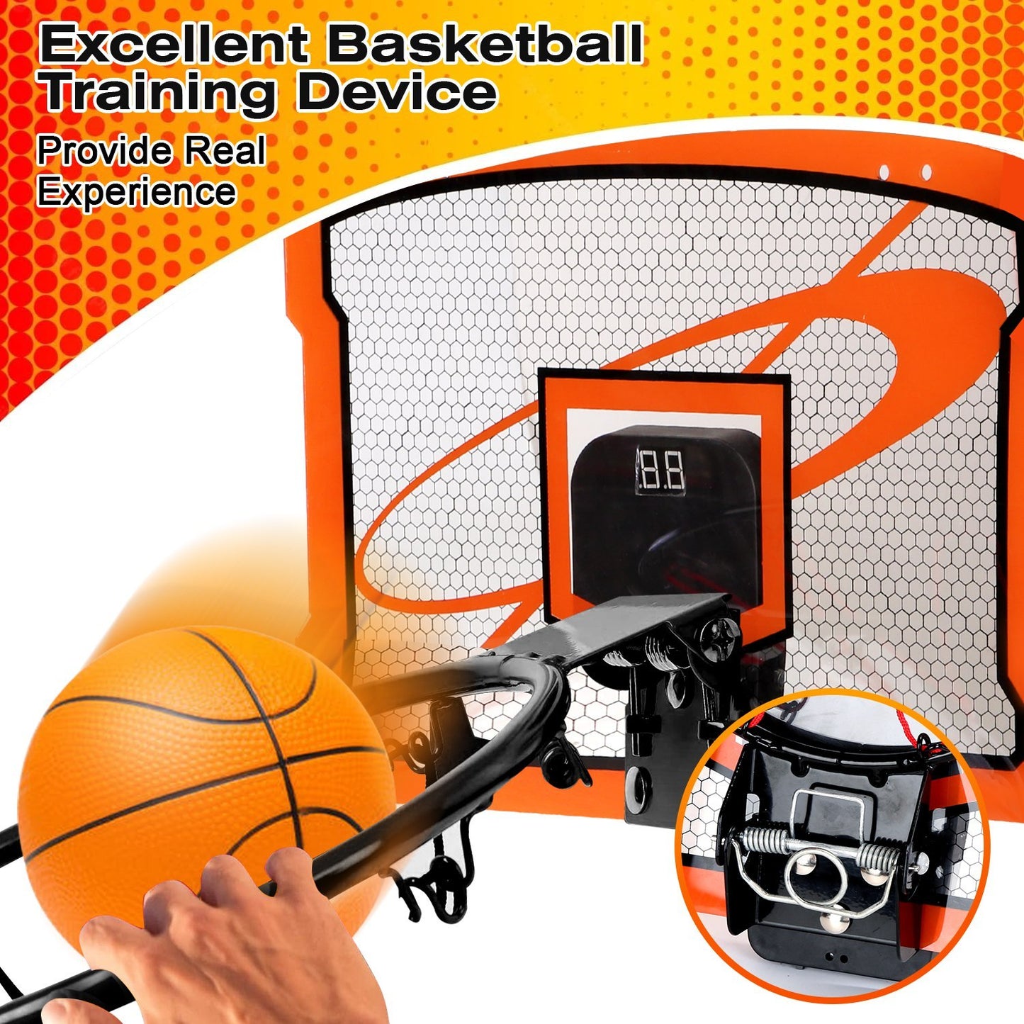 1Set Indoor Mini Basketball Hoop Set Over Door Basketball Hoop With 4 Inflatable Balls Electric Audio Scorer Foldable Basket Gift For Kids And Adults