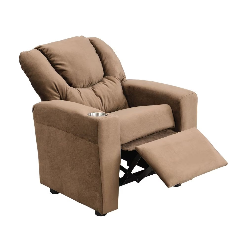 Kids Upholstered Recliner Couch With One Cup Holder