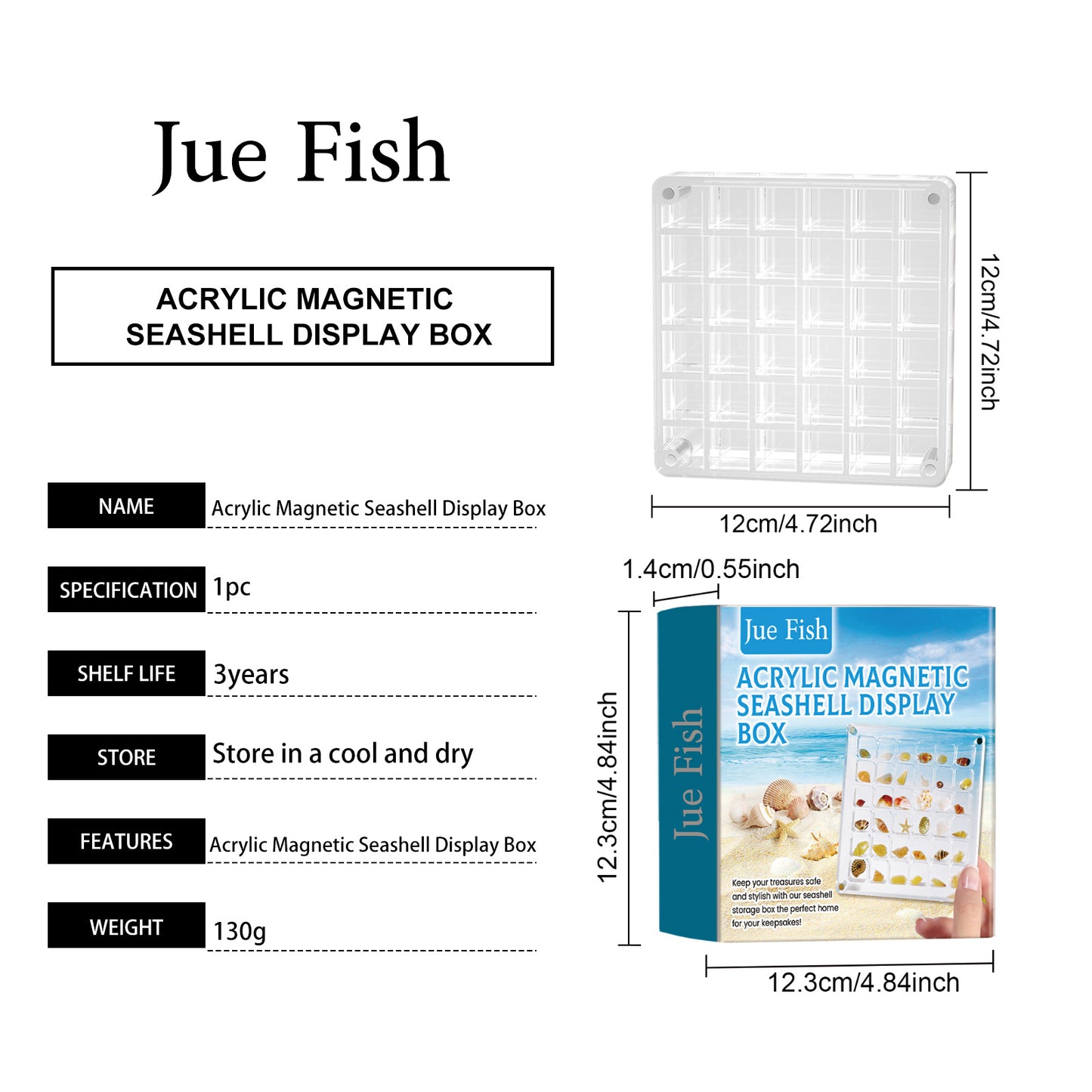 Acrylic Shells Display Case Seashells Holder For Collectors Seashells Presentation Box