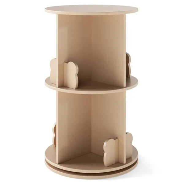 2-Tier Kids Rotating Bookshelf - Display For Books Toys, Bear Baffles Child-Friendly Height, 22 Lbs Net Weight