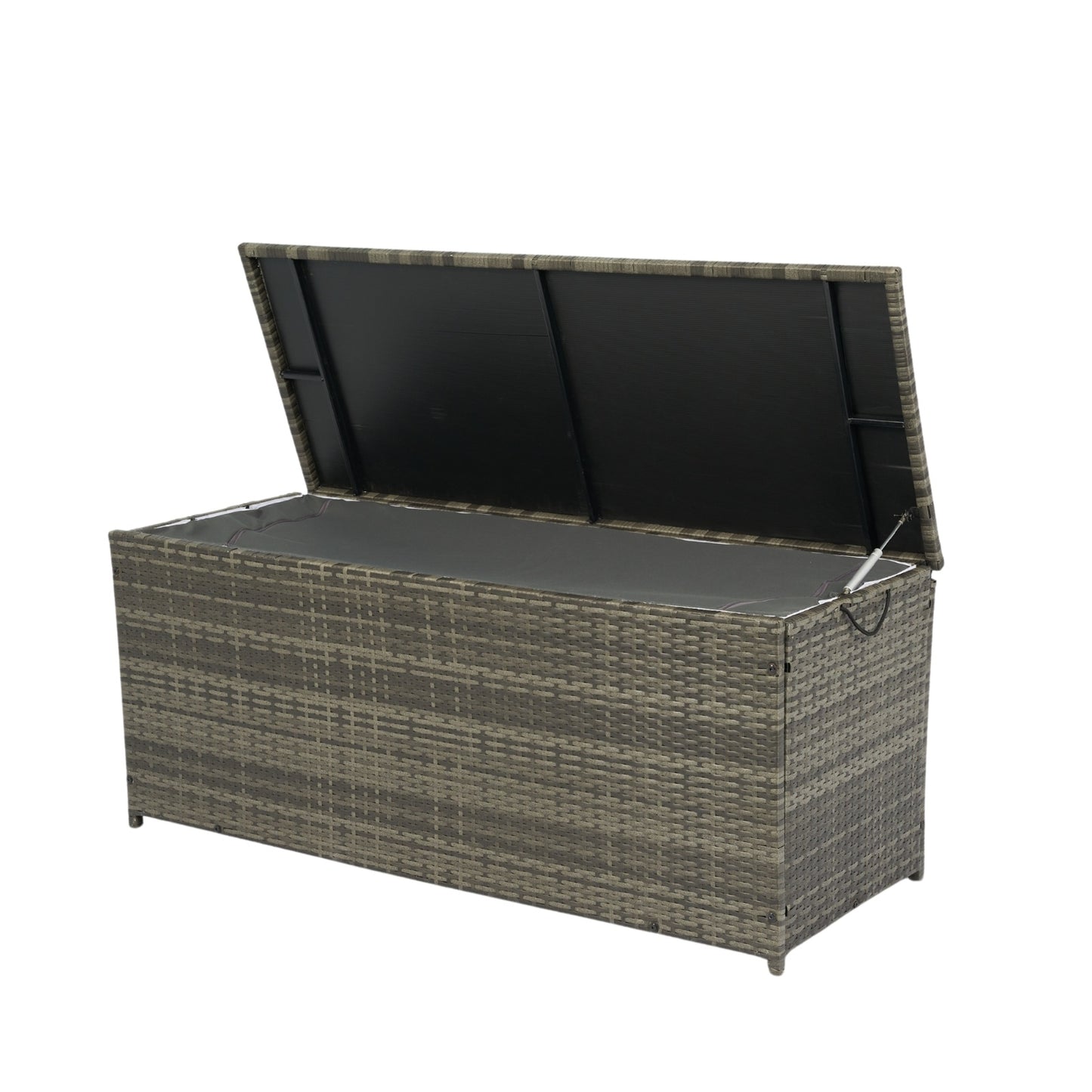 113 Gallon Wicker Patio Deck Box With Lid For Outdoor Cushion Storage
