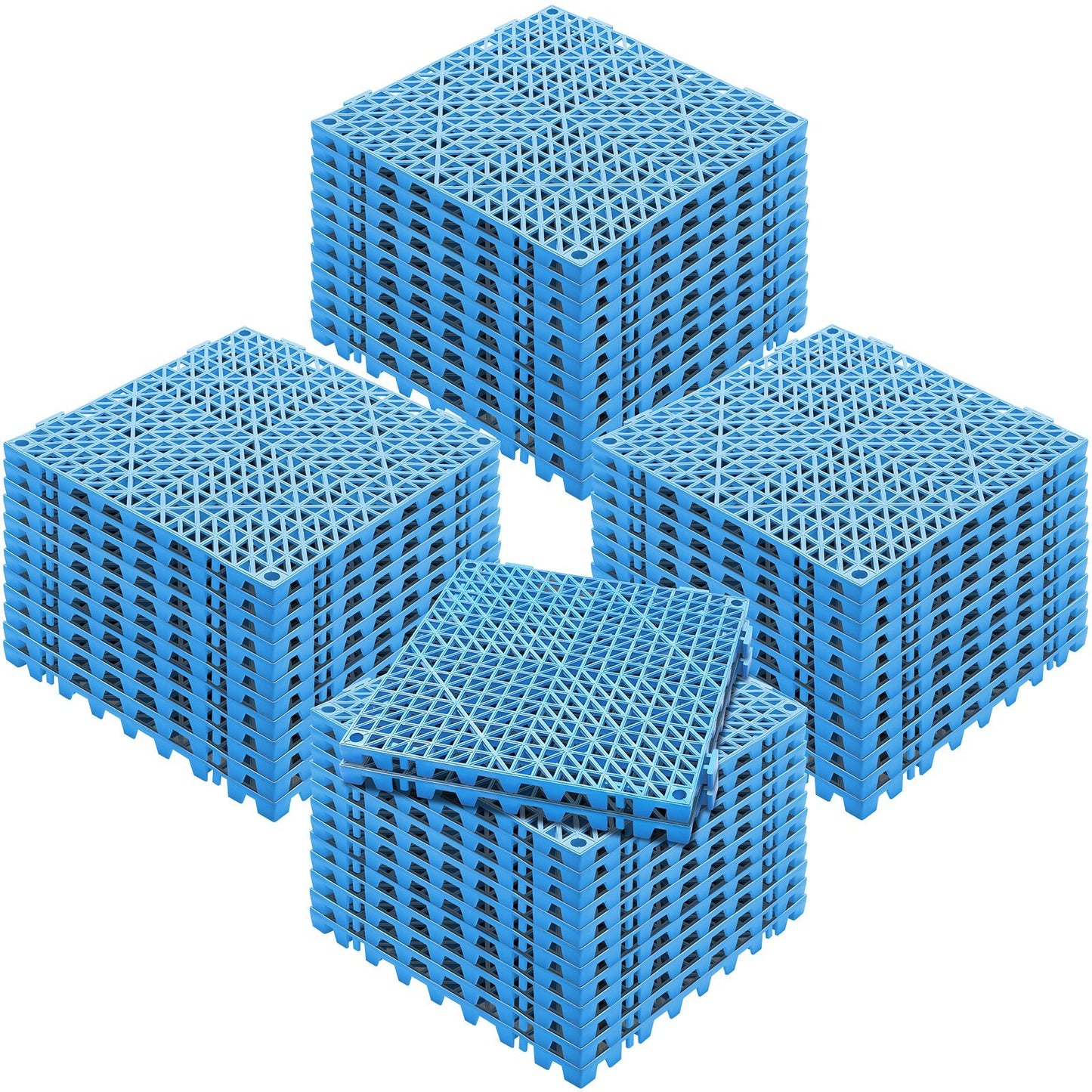 VEVOR Interlocking Tile 50PCS Blue, Drainage Tiles Splicing, PVC Interlocking Drainage Floor Tiles, Non-Slip Drainage Holes For Restroom, Bathroom, Kitchen, Pool, Wet Areas