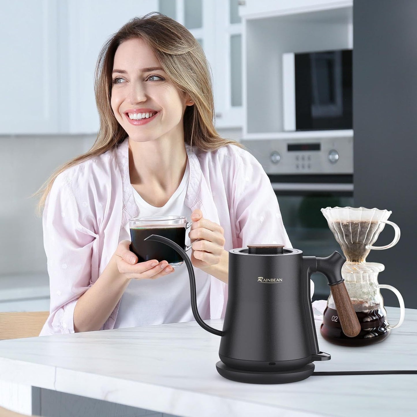Stainless Steel Inner Electric Kettle Coffee, Hot Water Tea, With Leak Proof Design, Rapid Heating, Auto Shutoff, Gooseneck