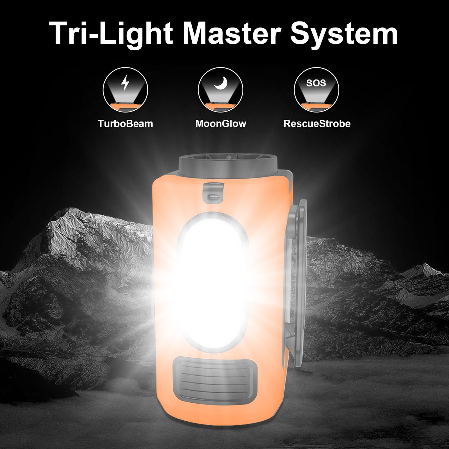 16, 000 Rpm 10000mAh Portable Waist Fan, Clip On Wearable Belt Personal Fan, Rechargeable Battery Powered, With 5 Speed Levels And A Flashlight, Suitable For Outdoor Camping And Traveling Orange