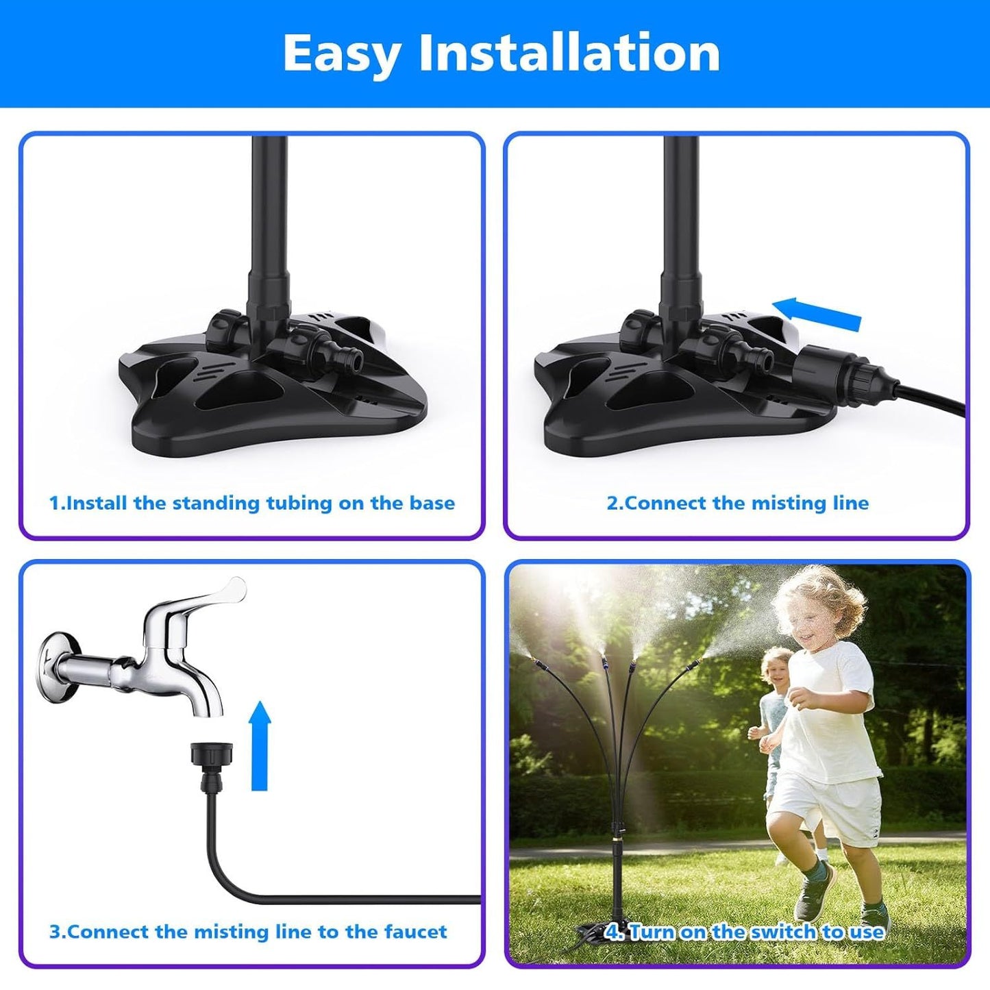 Outdoor Misting Cooling System Standing Patio Misting System, 8M Portable Mister System For Outdoor Garden BBQ Party Tanning Pool Beach Cooling Water Playing