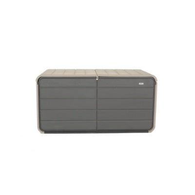260 Gallon Plastic Deck Box, Large Patio Storage Box With Lock, Wheels Waterproof Lid For Outdoor Cushions, Garden And Pool Supplies Gray
