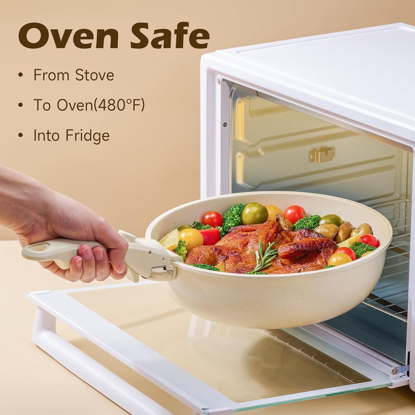 Kitchen Pot And Pan Set, Non-stick Pan Set With Detachable Handle, Healthy Kitchen Cookware, Stackable RV Cookware, Dishwasher And Oven Safe, With Frying Pan And Pan