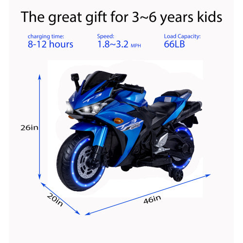Ride On Blue Black Children's Motorcycle 12V