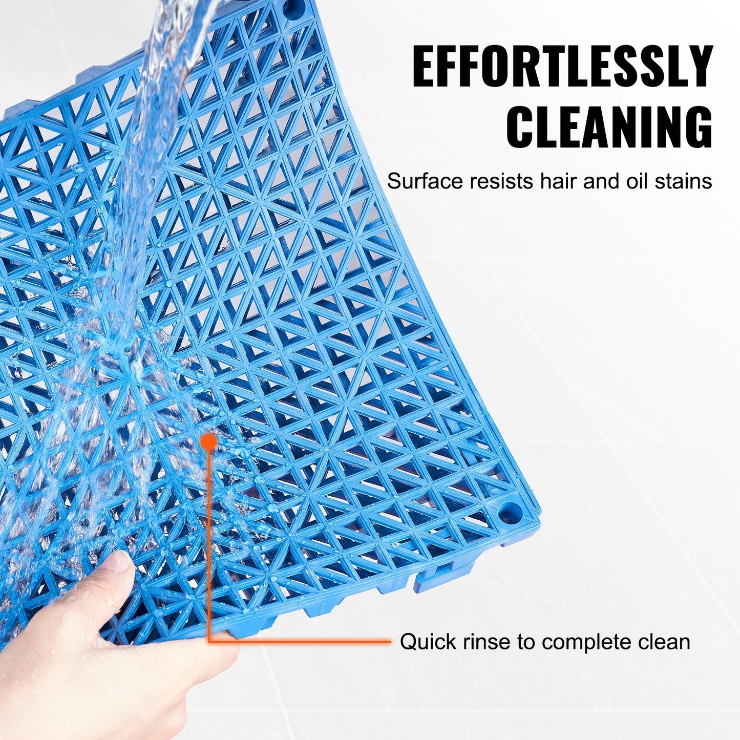 VEVOR Interlocking Tile 50PCS Blue, Drainage Tiles Splicing, PVC Interlocking Drainage Floor Tiles, Non-Slip Drainage Holes For Restroom, Bathroom, Kitchen, Pool, Wet Areas