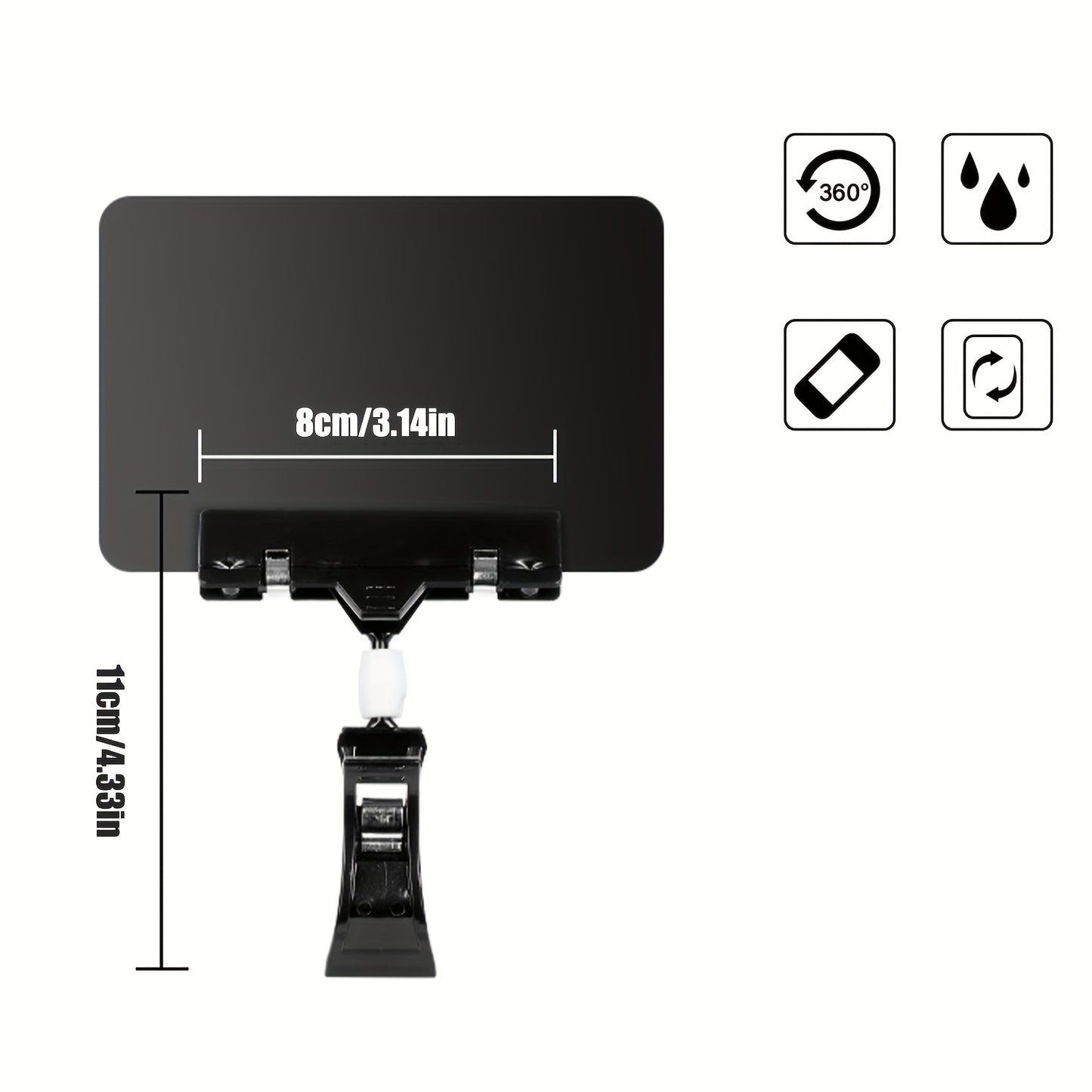 15-Piece Chalkboard Signs With Clips - 360 Degree Rotatable Adjustable Display Stand, Foldable Durable Chalkboard Signs For Retail Stores, Offices, Restaurants And Clothing Stores, Tabletop Chalkboard