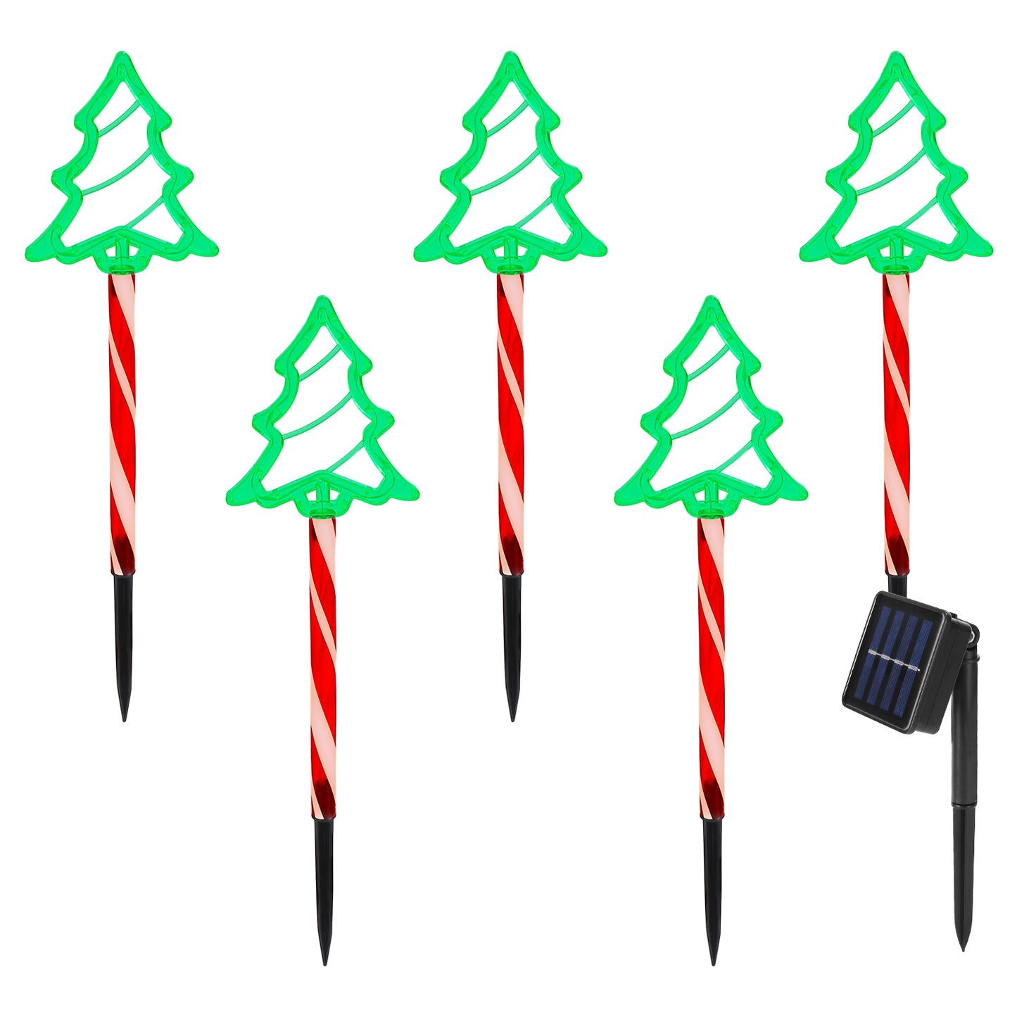 Deer Or Tree Options 5Packs Christmas Outdoor Pathway Light With 8 Modes IP44 Waterproof Xmas Decoration Stake Light Tree Candy Light For Garden Lawn Porch Yard Driveway
