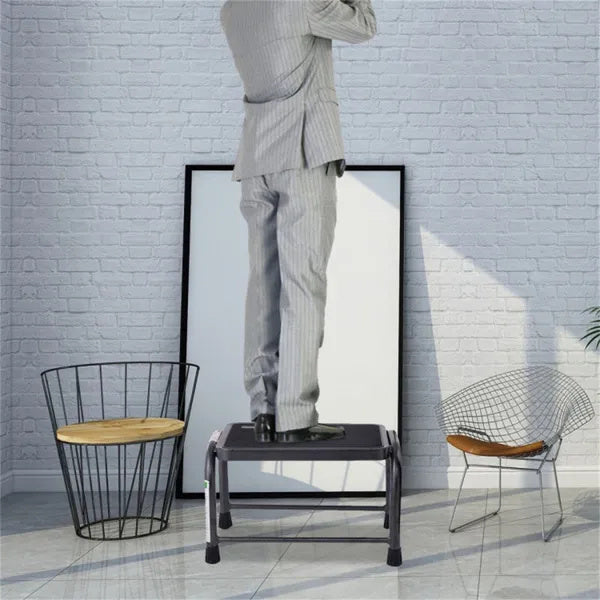 330 Lbs Capacity Step Stool - Heavy-Duty Powder-Coated Iron, Large Non-Slip Platform Armrest For Safety