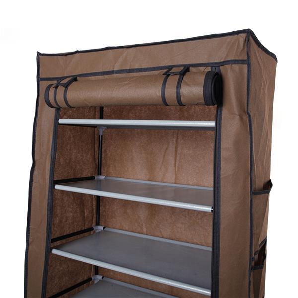 10 Layers Of 9-grid Non-woven Fabric Shoe Rack Storage Cabinet In Brown Color