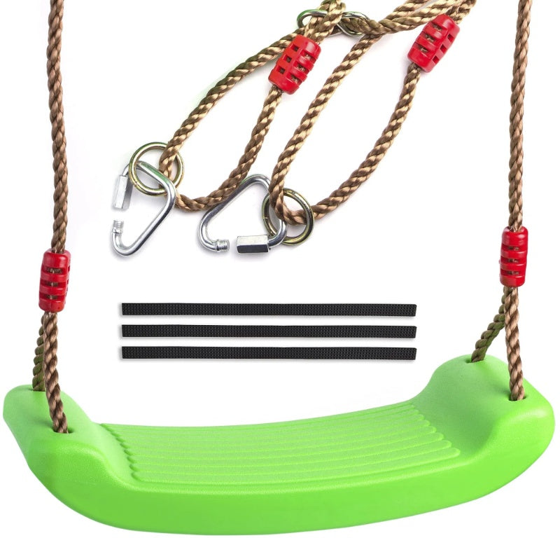 Swing Seat Green For Kids And Adults With Length Control Hinge 220lb 100kg Load Ninja Slackline Ready Triangle Carabiners Included Playground Swing Set Accessories Replacement