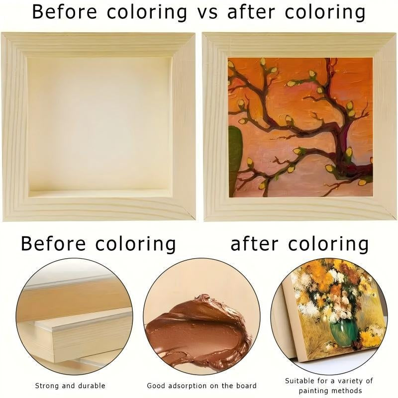 12 Square Wooden Canvas Panels With Pre-cut Holes And Reinforced Edges. Durable Natural Wood Board. Suitable For A Variety Of Paintings And DIY Crafts. Suitable For Artists And Beginners.