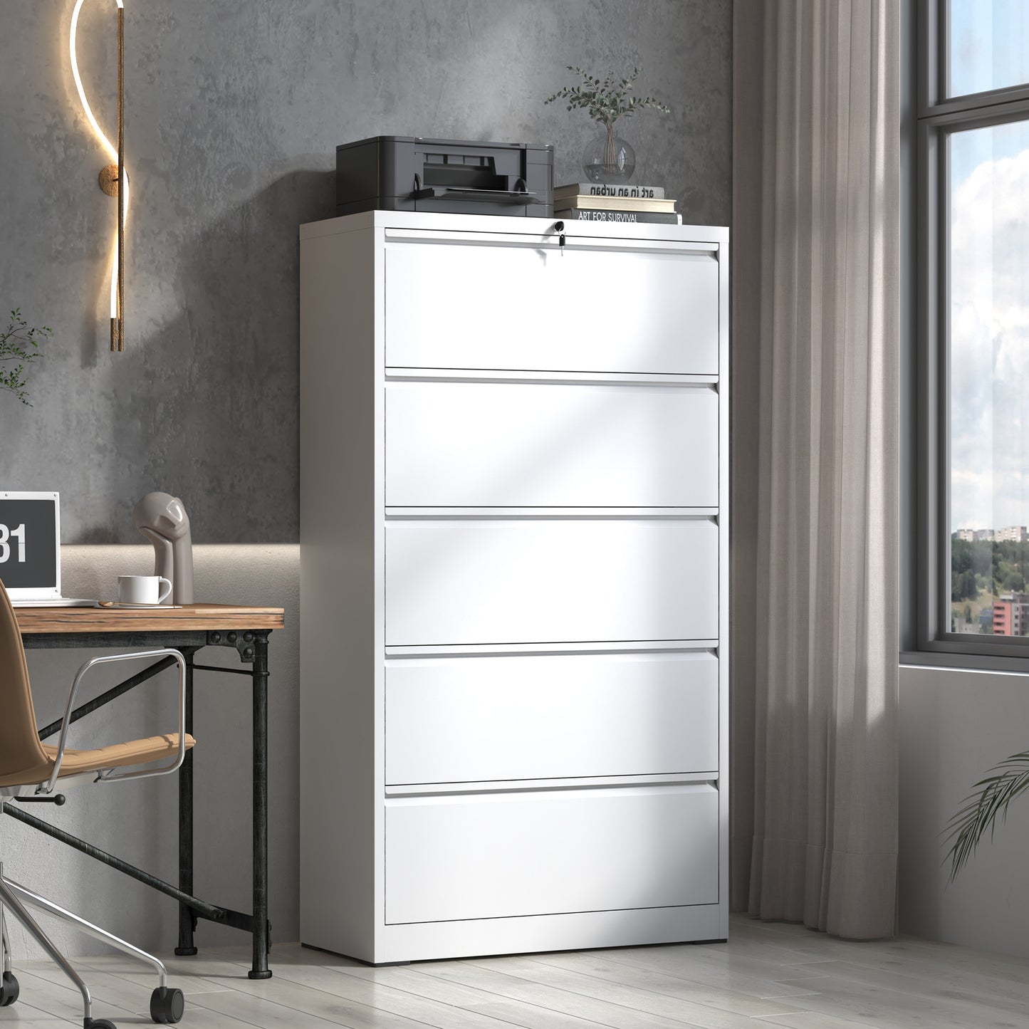 2 Drawer Metal Mobile File Cabinet, Rolling File Cabinet With Lock For Hanging Legal Letter A4 Size,Fully Assembled Except Wheels