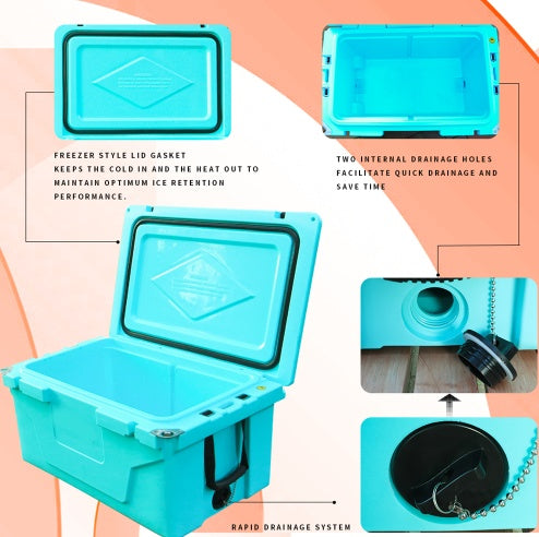 Hot Selling Blue Color 65QT Outdoor Cooler Fish Ice Chest Box 2022 Popular Camping Cooler Box