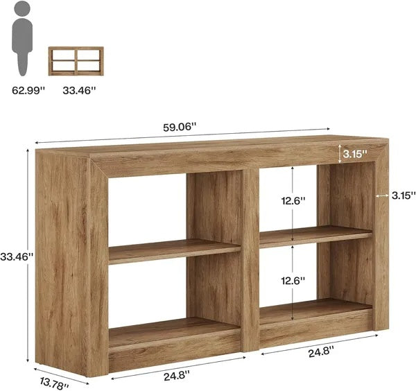 Rustic Wood 3 Tier Console Table