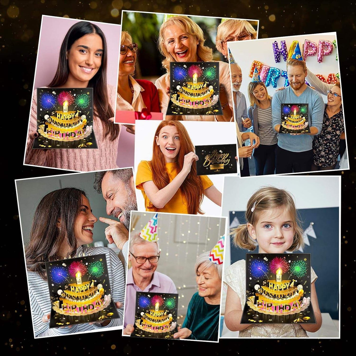 Light Music Up Card Gift Cake Happy Birthday Card With Envelope