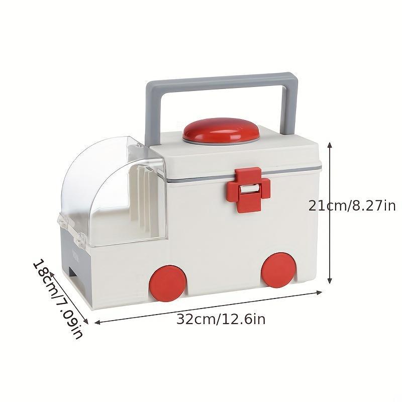 Large-capacity Ambulance-shaped Pill Storage Box With Lid, A Must-have For Home Decoration And Organization