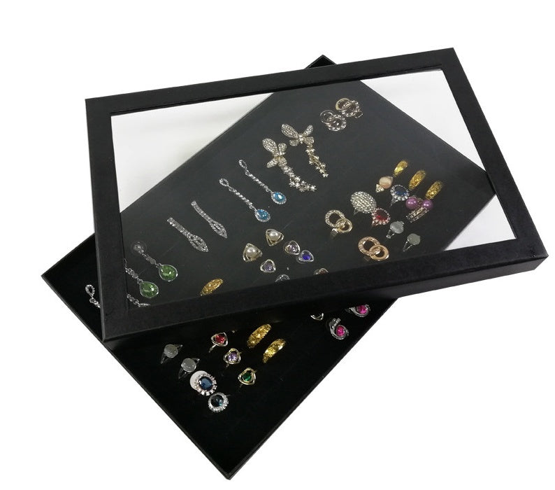 Slots Jewelry Ring Display Organizer Tray Holder Earrings Storage Box Case
