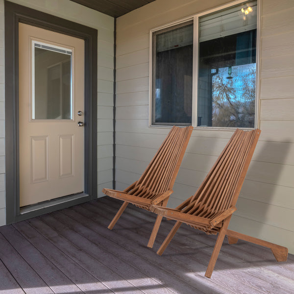 Wood Folding Chair For Outdoor, Low Profile Acacia Wood Lounge Chair For Balcony Porch BackyardPatio Lawn Garden