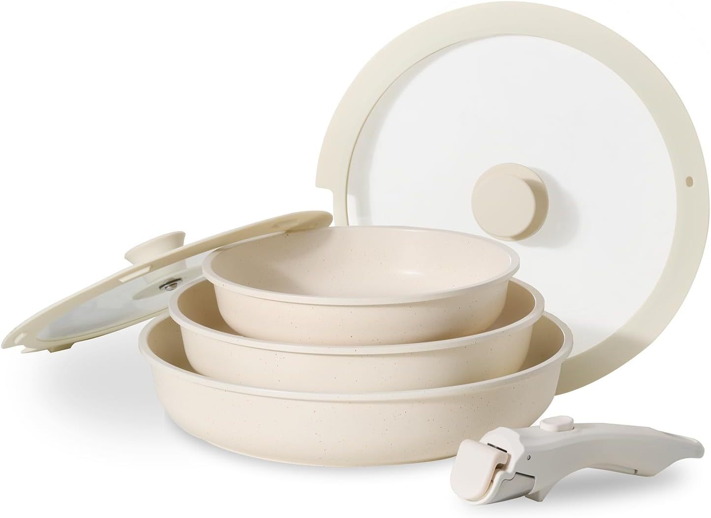 Kitchen Pot And Pan Set, Non-stick Pan Set With Detachable Handle, Healthy Kitchen Cookware, Stackable RV Cookware, Dishwasher And Oven Safe, With Frying Pan And Pan