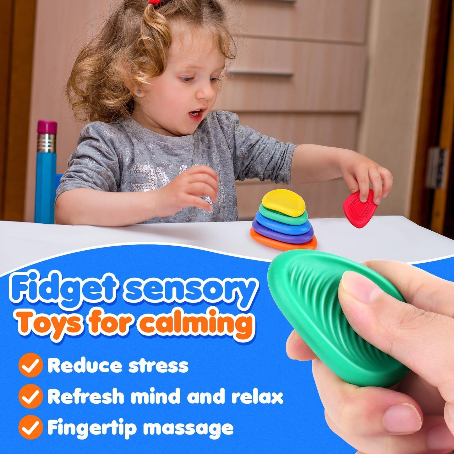 Children's Sensory Stone Texture Soft Worry Stone Children Decompression Toy