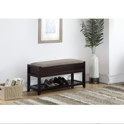 Rouen Seating Bench With Shoe Storage, Espresso