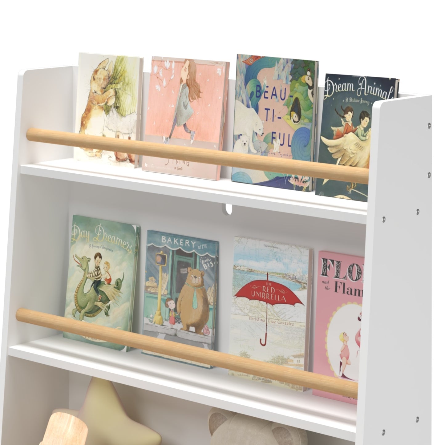 Kids Bookshelf & Magazine Rack - Toy Storage Cabinet Organizer, White