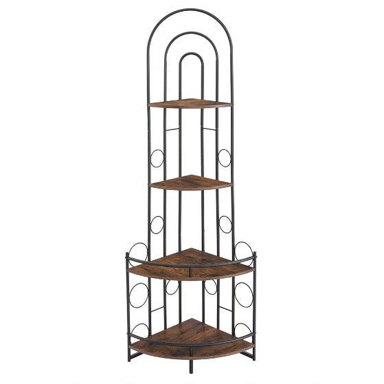 Corner Storage Shelf, 4 Tier Corner Bookshelves, Plant Shelf with Metal Frame, For Living Room, Kitchen, Home Office, Modern Style Plant Stand With Metal Frame
