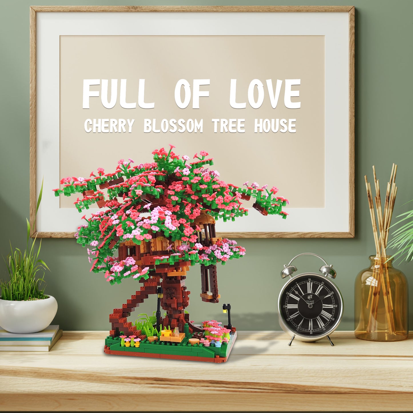 Children's Toys Mini Sakura Tree House Building Blocks City Street View Sakura Model Building Blocks DIY Toys