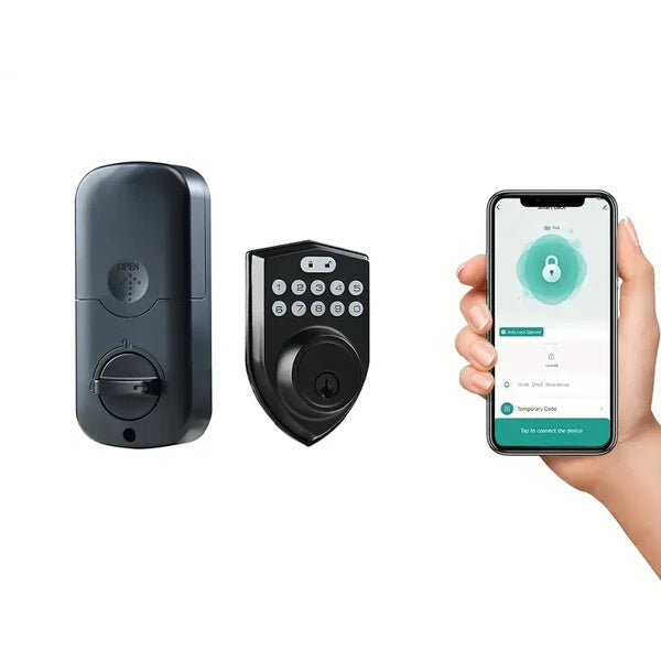 Tuya Door Lock With Lock And Key, APP Remote Unlock, Smart Door Lock With App Control And Key, Smart Door Lock For Bedroom, Front Door, House, Apartment, Office And Garage, Black