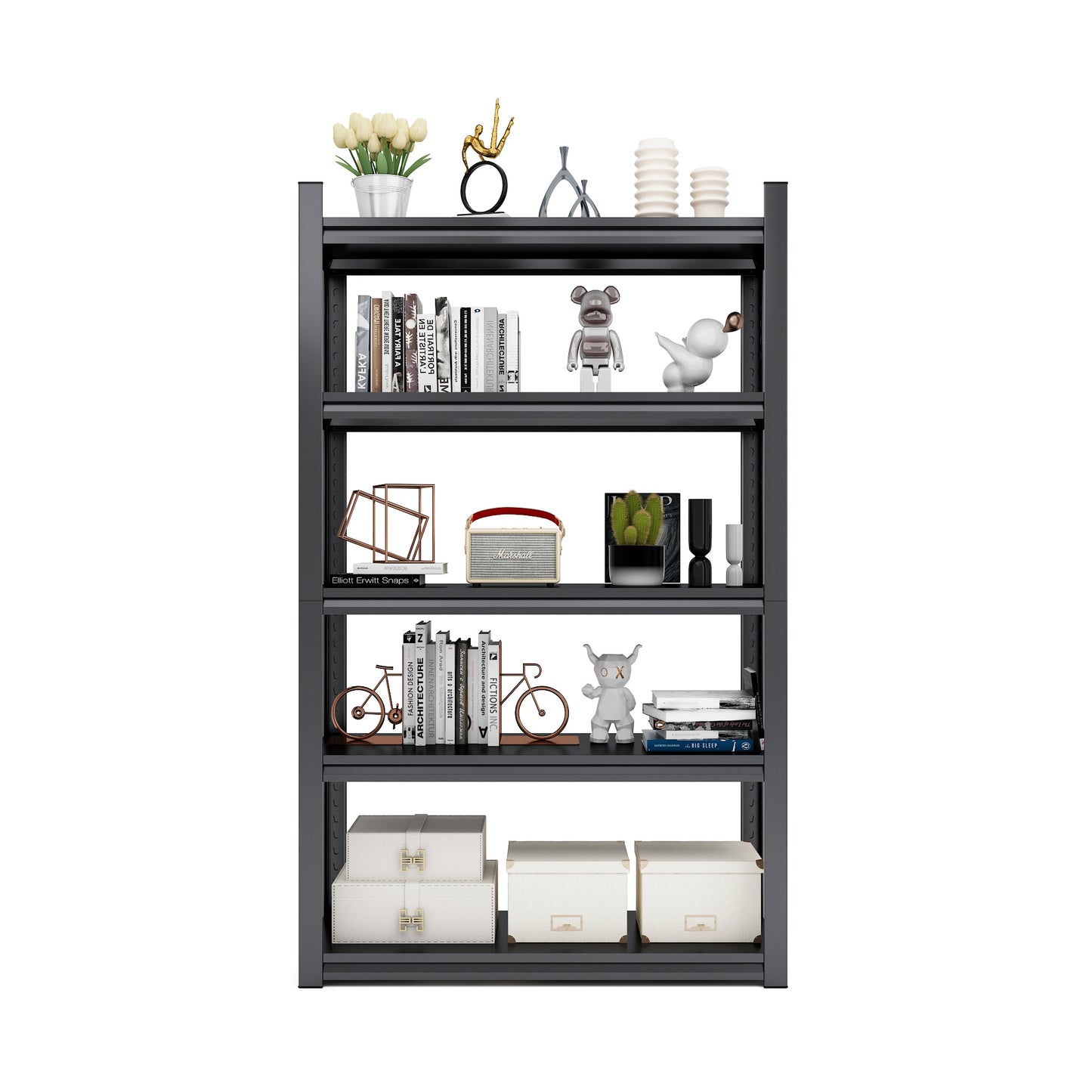 5 Tier Metal Shelves For Storage Garage Shelving 2000LBS Heavy Duty Storage Shelves Adjustable Garage Shelf Industrial Shelving Unit Storage Utility Rack,Black