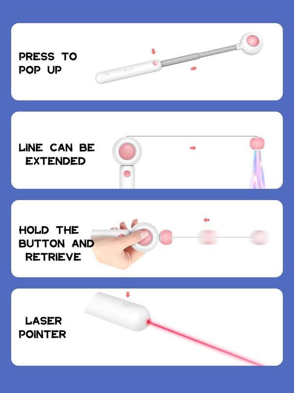 Retractable Laser Cat Stick Toys Cat Toy BallsKitten Playing Cat Laser Wand  ABS  PPMaterial   Safe And None Toxic, Universal interactive Toy