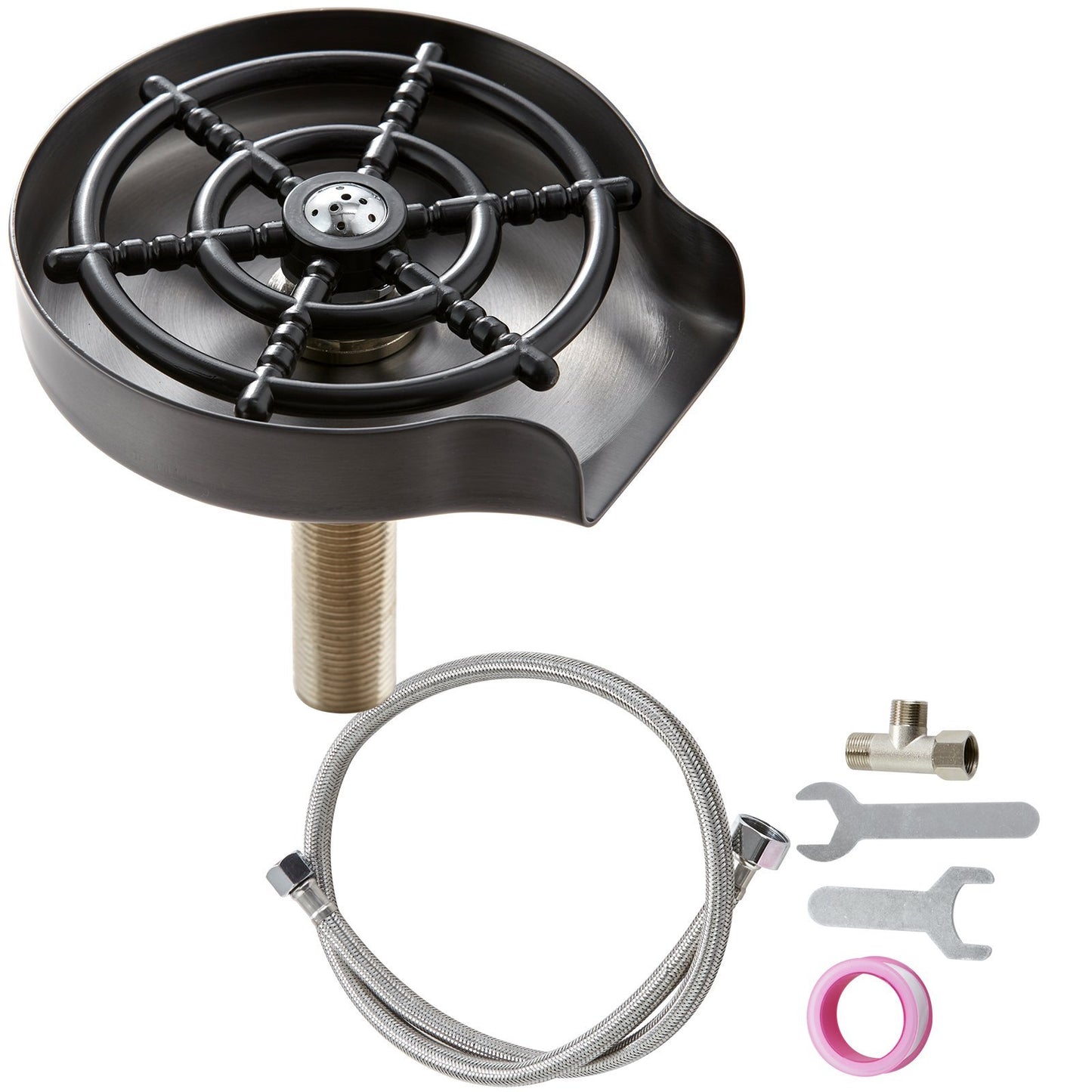 Glass Rinser, 10 Powerful Spraying Jets 360  Rotating Cup Rinser For Sink, 304 Stainless Steel Faucet Cup Washer With ABS Cup Holder For Baby Bottle, Glass Cup, Wine Glass