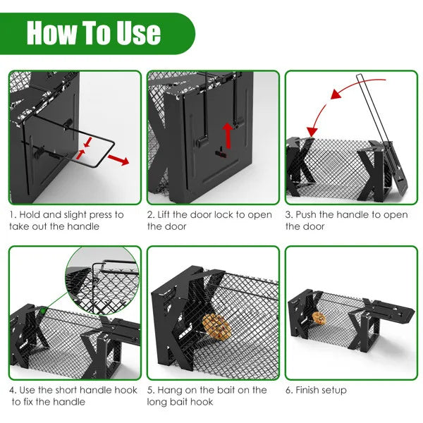 Humane Mouse Trap Cage, Non-Lethal  No Electricity Glue Chemicals , Heavy Duty 1.15mm Metal  Rustproof , Easy Catch & Release For Mice Voles Hamsters, Indoors Outdoors Use