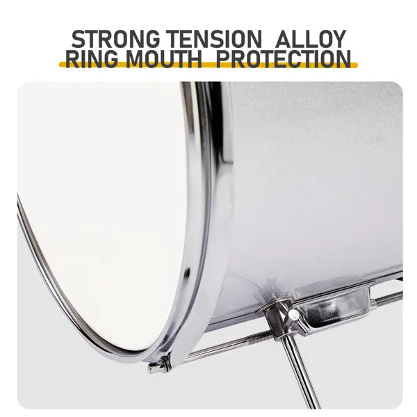 5-Pieces Junior Kids Drum Set Kit Pedal Drum Stick Wrench Drum Stool Silver
